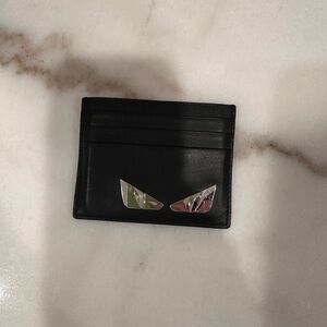 Black Card Holder with Silver Accents